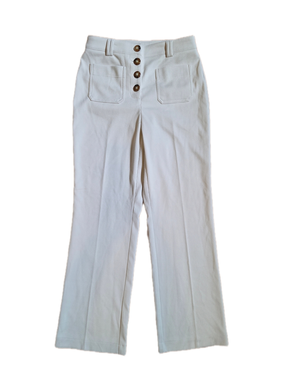 Joie Womens 6 High Rise Wide Leg Pants 70's Retro Vibe Cream Corduroy